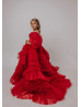 Red Glitter Tulle Unique Flower Girl Dress